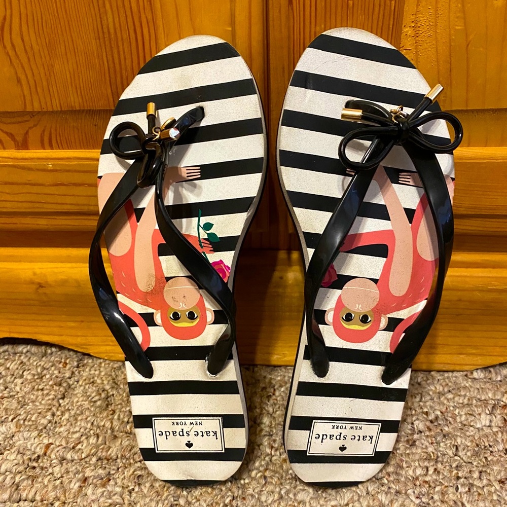 Pink monkey with black and white stripe KateSpade